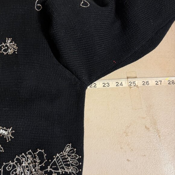 All Week Long Black Beaded Cardigan Sweater Women’s Medium - Picture 9 of 10